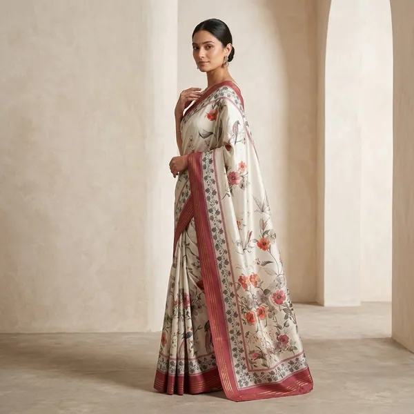White_Linen_Digital_Saree_For_Women