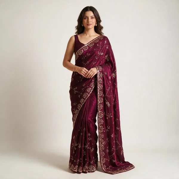 Maroon_Candy_Crush_Material_With_Hand_Work_Saree_For_Women