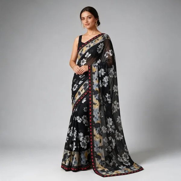Black_Georgette_Digital_With_Lace_Saree_For_Women