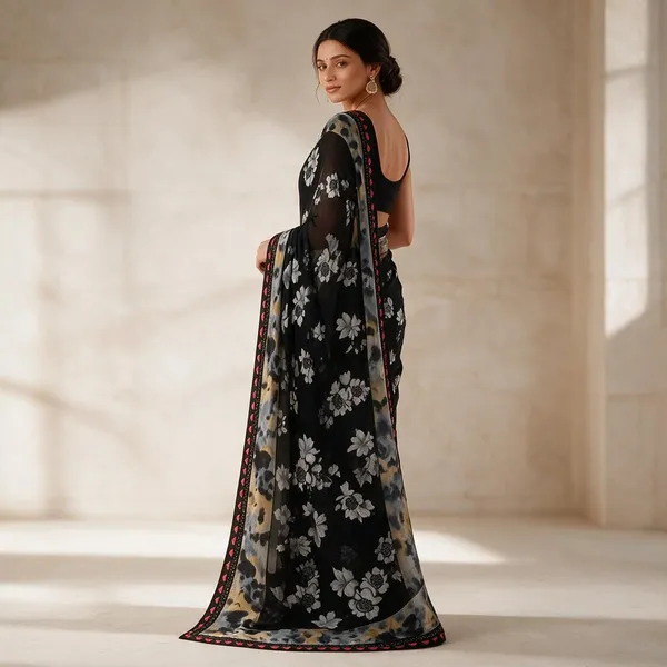 Black_Georgette_Digital_With_Lace_Saree_For_Women