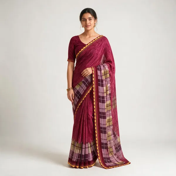 Maroon_Georgette_Digital_With_Lace_Saree_For_Women