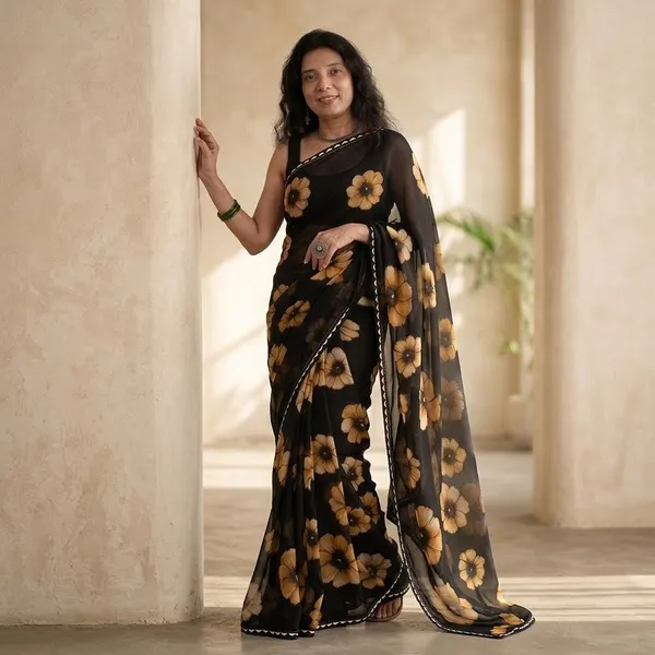 Black_Georgette_Digital_With_Lace_Saree_For_Women