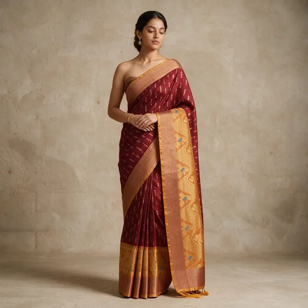 Maroon_Handloom_Pure_Uppada_Silk_With_All_Over_Motifs_And_Rick_Pallu_Saree_For_Women