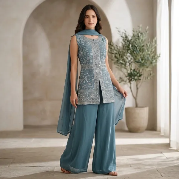 Blue_Georgette_Embroidered_3_Piece_Crop_Top_Set_For_Women