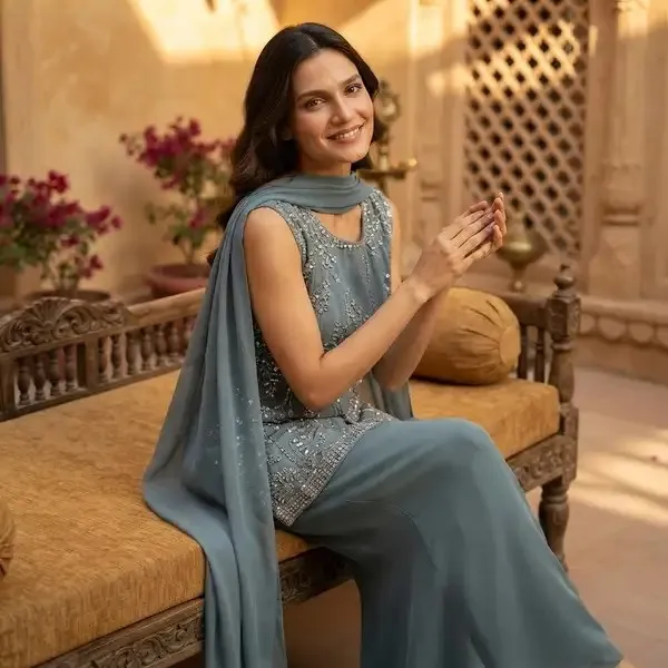 Blue_Georgette_Embroidered_3_Piece_Crop_Top_Set_For_Women
