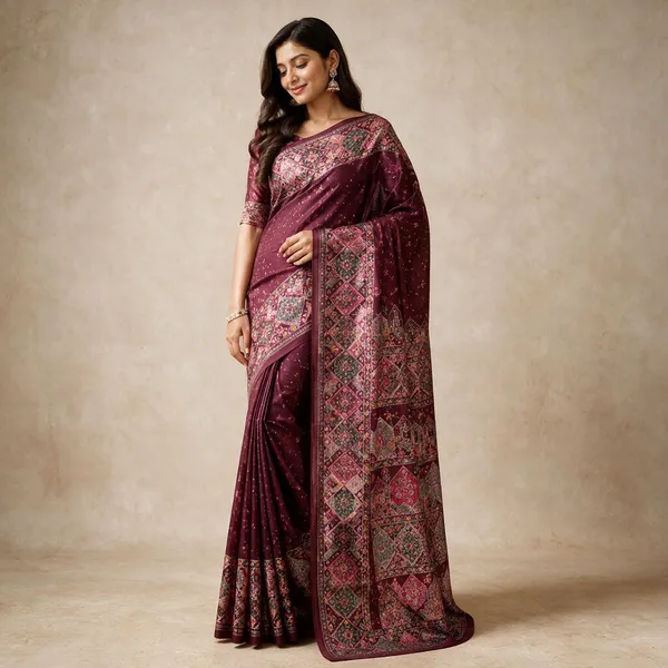 Maroon_Roman_Silk_Saree_For_Women