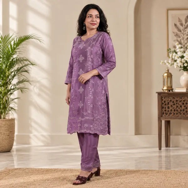 Purple_American_Silk_Embroidered_Kurta_Pant_Cord_Set_For_Women