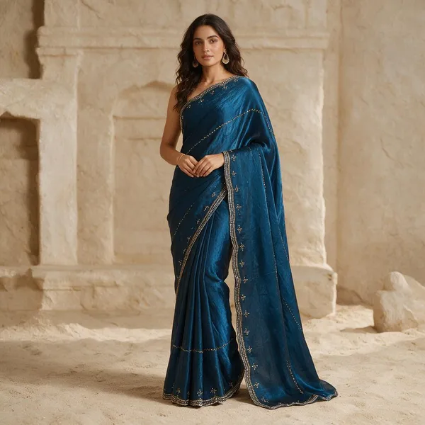 Blue_Fendi_Silk_Saree_For_Women