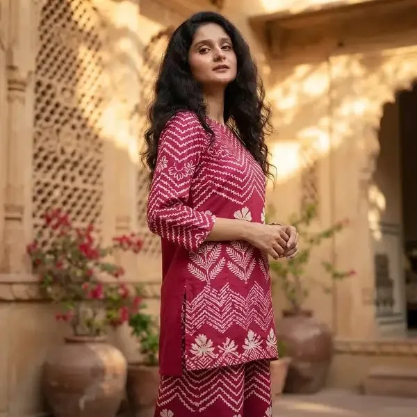 Red_Rasmalai_Straight_Fit_Floral_Print_Kurta_Coord_Set_For_Women