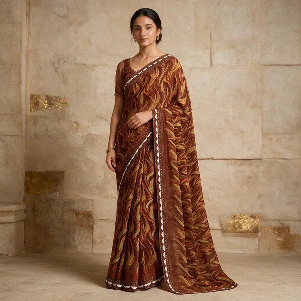 Brown_Georgette_Digital_Print_With_Lace_Saree_For_Women