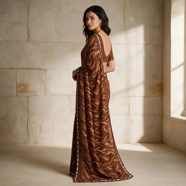 Brown_Georgette_Digital_Print_With_Lace_Saree_For_Women
