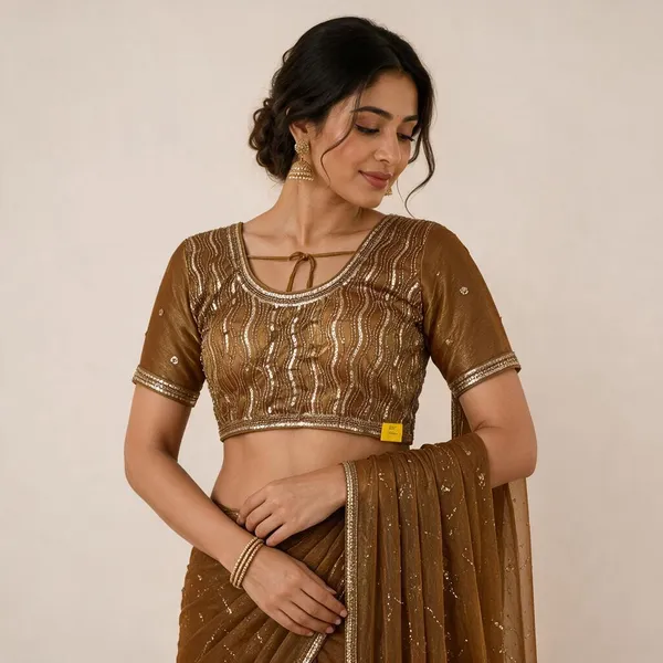 Gold_Jacquard_Lenin_Digital_Saree_For_Women