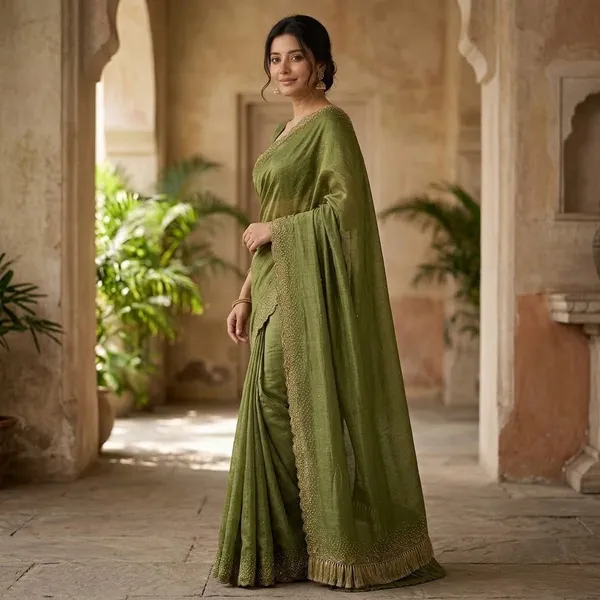 Green_Fox_Georgette_With_Hand_Work_Saree_For_Women
