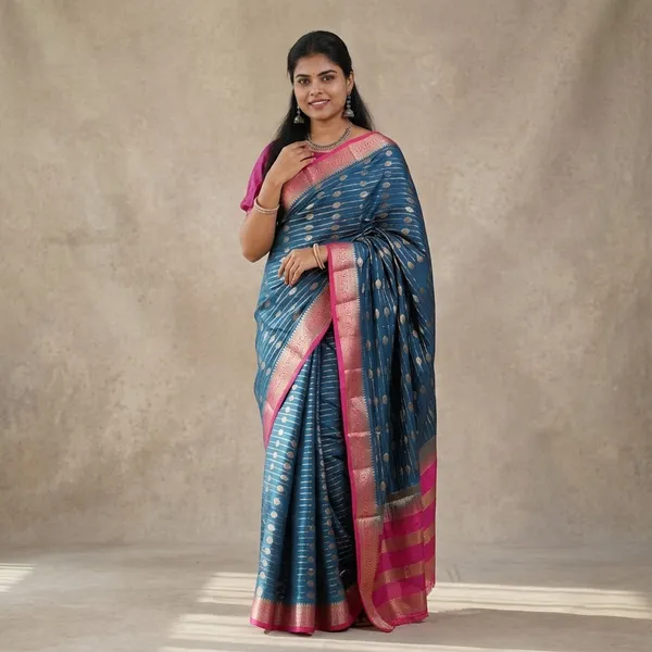 Royal_Deep_Teal_And_Magenta_Fancy_Silk_Saree_For_Women