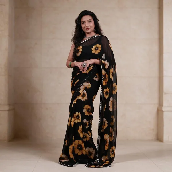 Black_Georgette_Digital_With_Lace_Saree_For_Women
