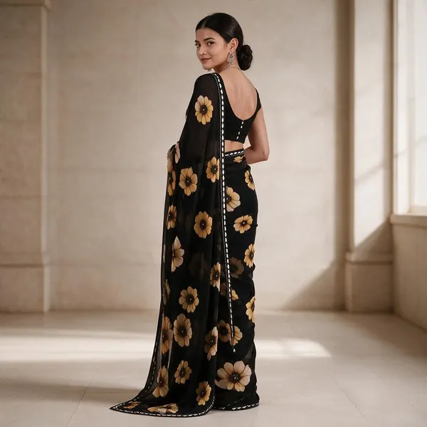 Black_Georgette_Digital_With_Lace_Saree_For_Women