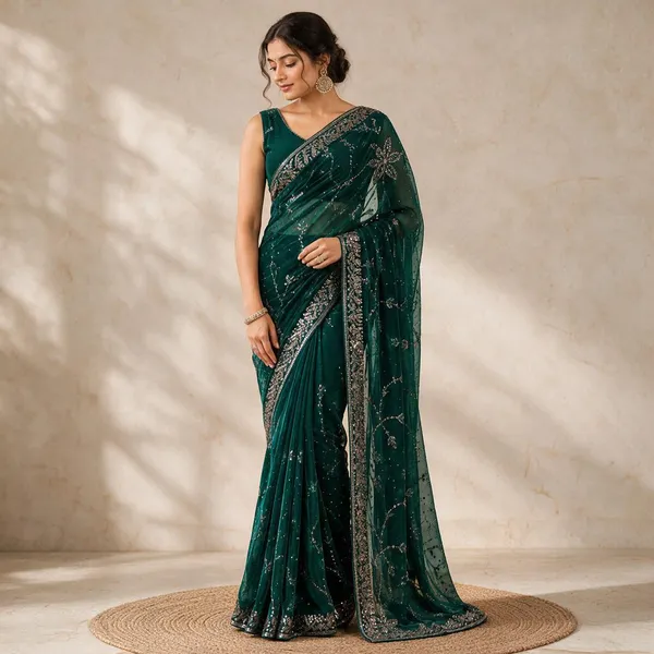 Green_Candy_Crush_Material_With_Hand_Work_Saree_For_Women