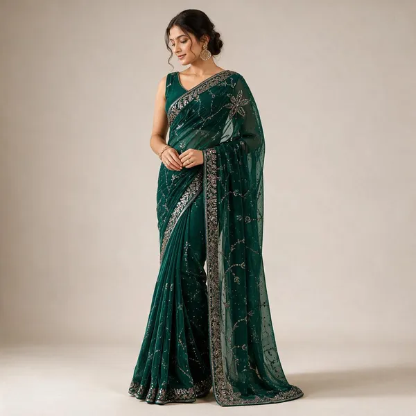 Green_Candy_Crush_Material_With_Hand_Work_Saree_For_Women
