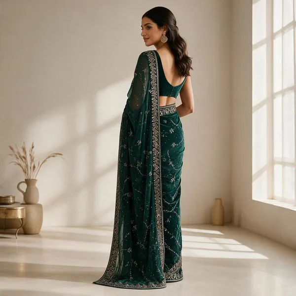 Green_Candy_Crush_Material_With_Hand_Work_Saree_For_Women