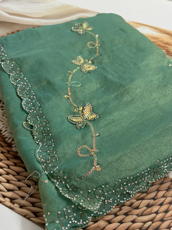 Green_Fox_Georgette_With_Handwork_Saree_For_Women