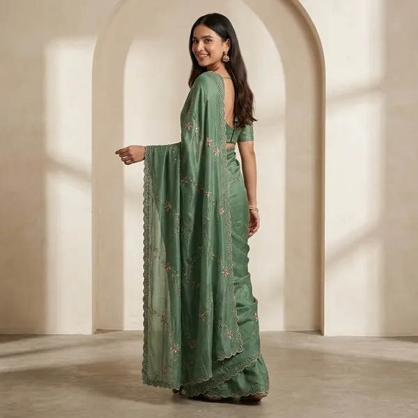 Green_Fox_Georgette_With_Handwork_Saree_For_Women