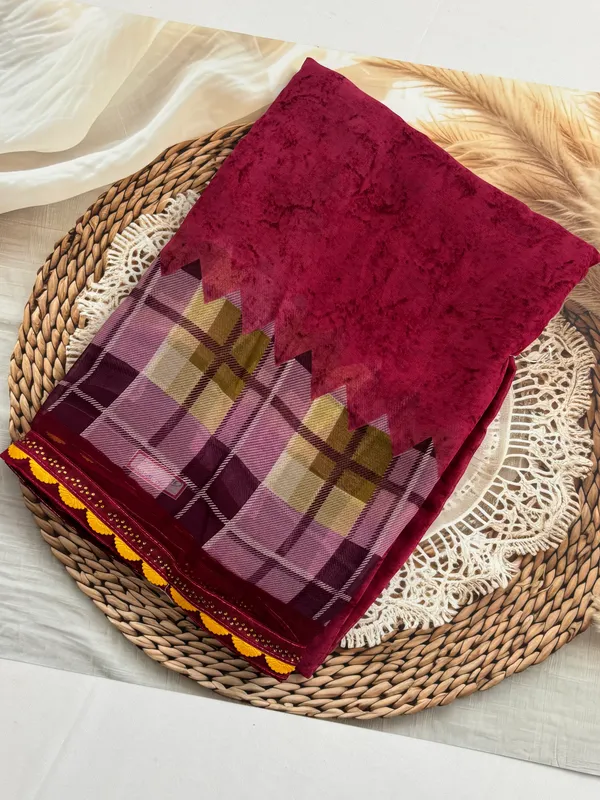 Maroon_Georgette_Digital_With_Lace_Saree_For_Women