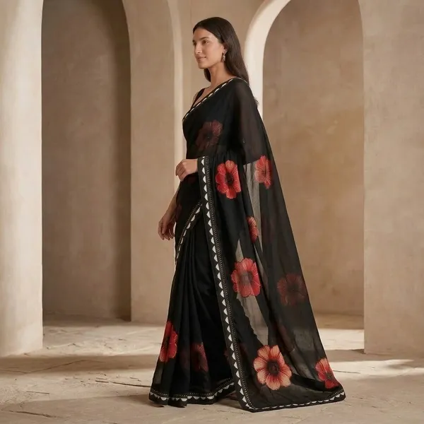 Black_Georgette_Digital_With_Lace_Saree_For_Women