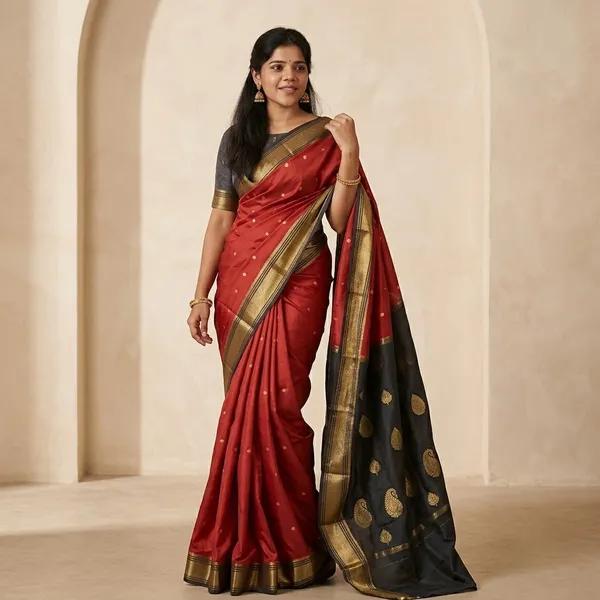 Red_Pure_Mysore_Silk/Crepe_80Gsm_Saree_For_Women