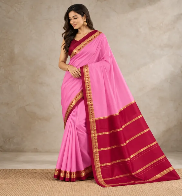 Pink_Pure_Mysore_Silk/Crepe_80Gsm_Saree_For_Women