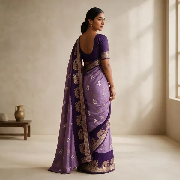Purple_Mul_Cotton_With_Jacquard_Border_And_Bandhani_Print_Saree_For_Women