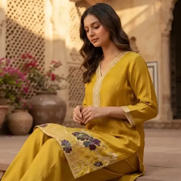 Yellow_Cotton_Straight_Embroidered_Kurta_Set_For_Women
