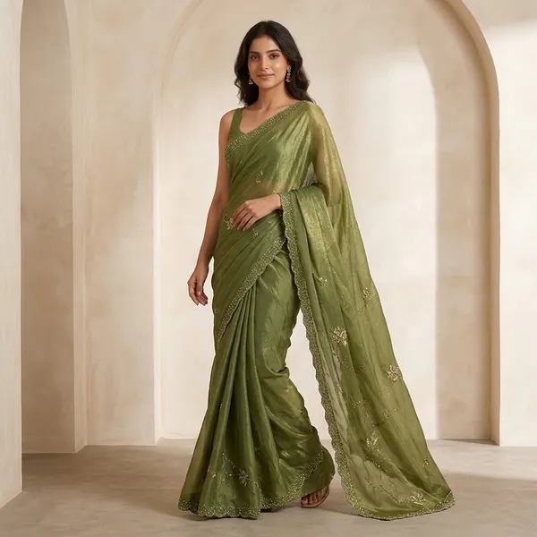 Green_Fox_Georgette_With_Hand_Work_Saree_For_Women
