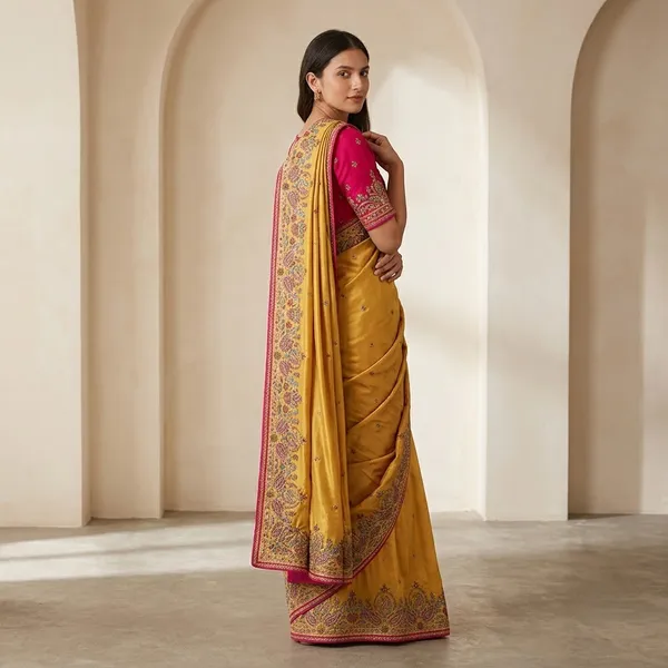 Yellow_Vichitra_Silk_Saree_For_Women