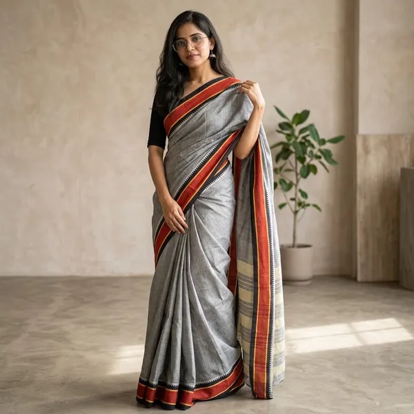 Grey_Handloom_Pure_Narayanpet_Cotton_Saree_For_Women