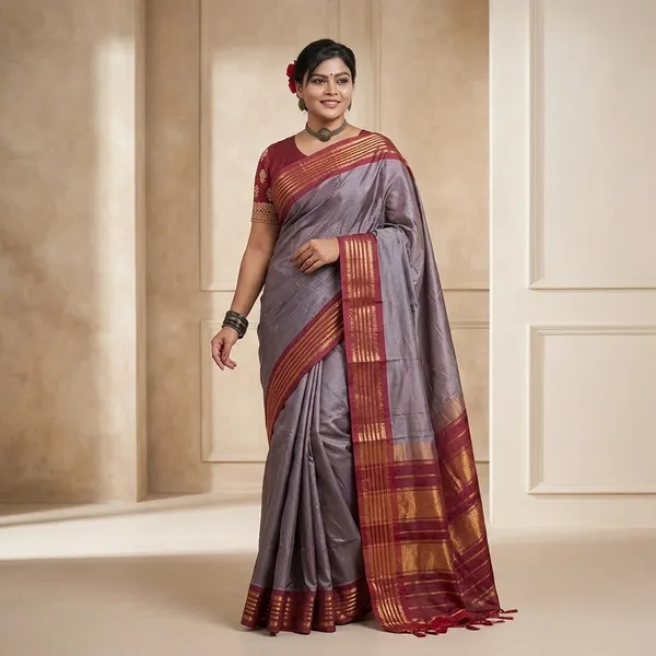 Maroon_Handloom_Pure_Gadwal_Silk_Saree_For_Women