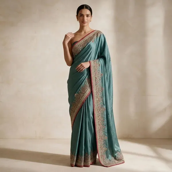 Teal_Vichitra_Silk_With_Handwork_Saree_For_Women