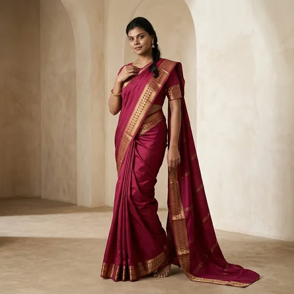 Magenta_Pure_Mysore_Silk/Crepe_80Gsm_Saree_For_Women