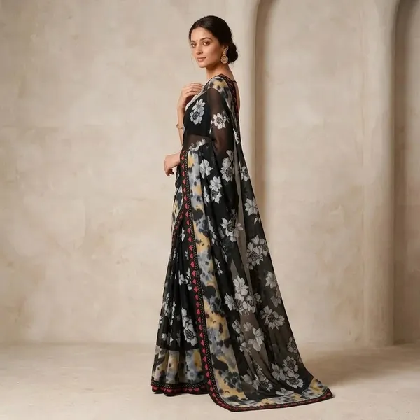 Black_Georgette_Digital_With_Lace_Saree_For_Women