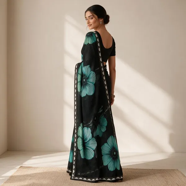 Black_Georgette_Digital_Print_With_Lace_Saree_For_Women