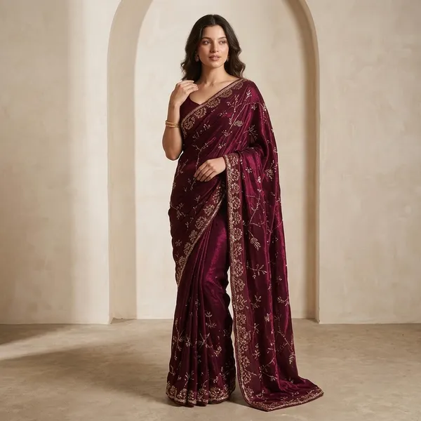 Maroon_Candy_Crush_Material_With_Hand_Work_Saree_For_Women