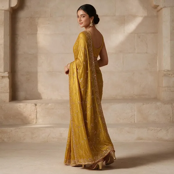 Yellow_Candy_Crush_Material_With_Hand_Work_Saree_For_Women