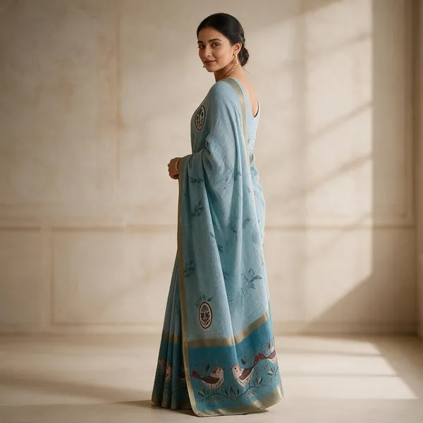 Blue_Chanderi_Glass_Digital_Saree_For_Women