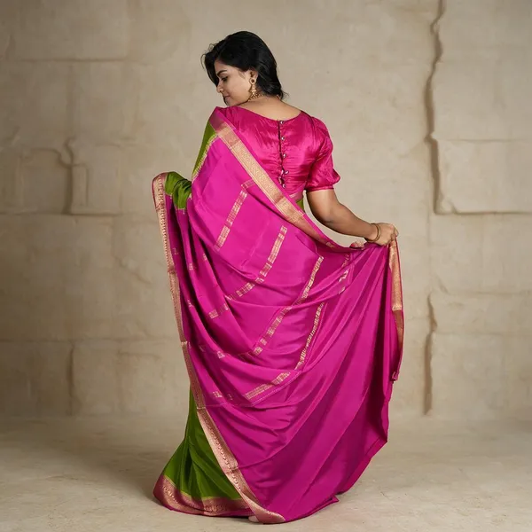 Green_Pure_Mysore_Silk/Crepe_80Gsm_Saree_For_Women