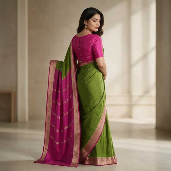 Green_Pure_Mysore_Silk/Crepe_80Gsm_Saree_For_Women