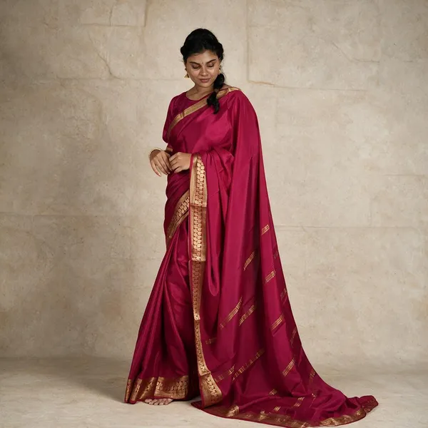 Magenta_Pure_Mysore_Silk/Crepe_80Gsm_Saree_For_Women
