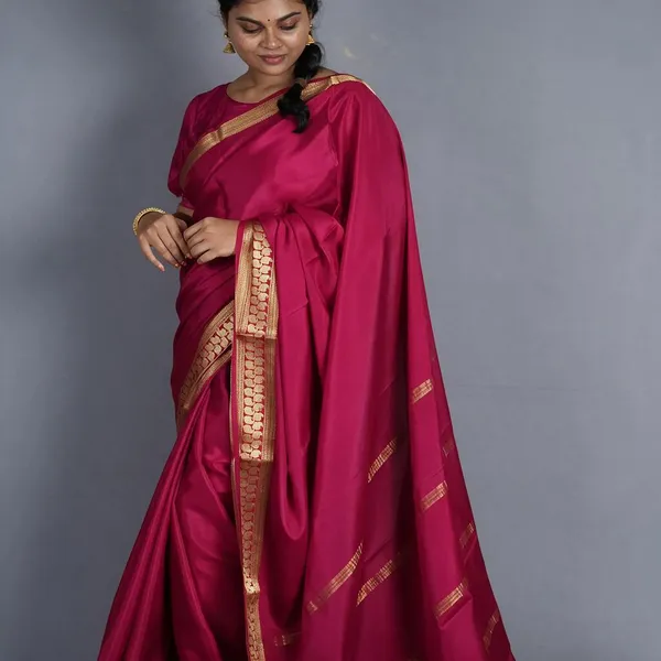 Magenta_Pure_Mysore_Silk/Crepe_80Gsm_Saree_For_Women