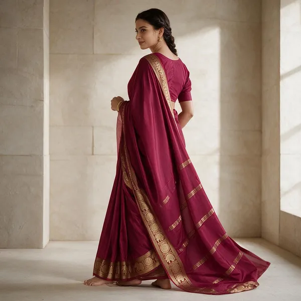 Magenta_Pure_Mysore_Silk/Crepe_80Gsm_Saree_For_Women