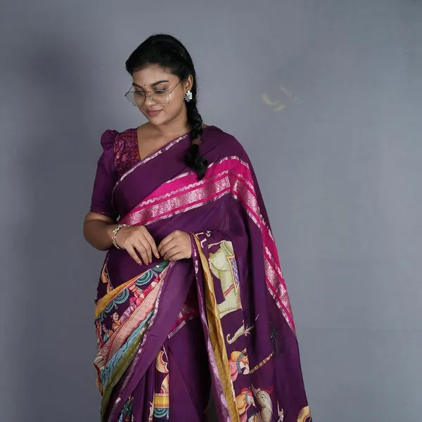 Purple_Kalamkari_Saree_For_Women