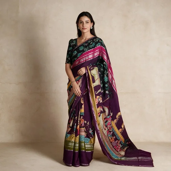 Purple_Kalamkari_Saree_For_Women