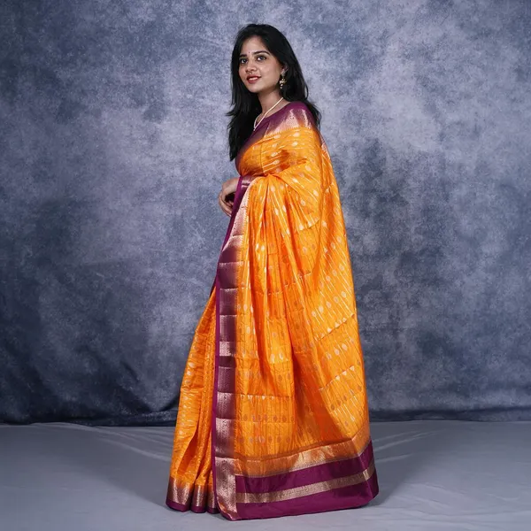 Sunset_Orange_Fancy_Silk_Saree_For_Women